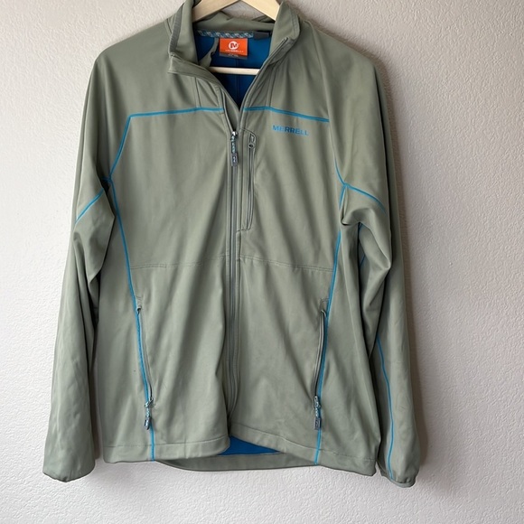 Merrell Mens Soft Shell Windbreaker Jacket Lightweight Zip Up Green Medium - Picture 3 of 14